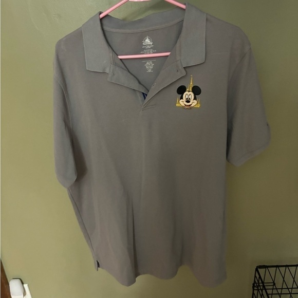 DISNEY 50TH ANNIVERSARY GRAY POLO SHIRT large  MICKEY MOUSE WALT DISNEY WORLD - Picture 1 of 4